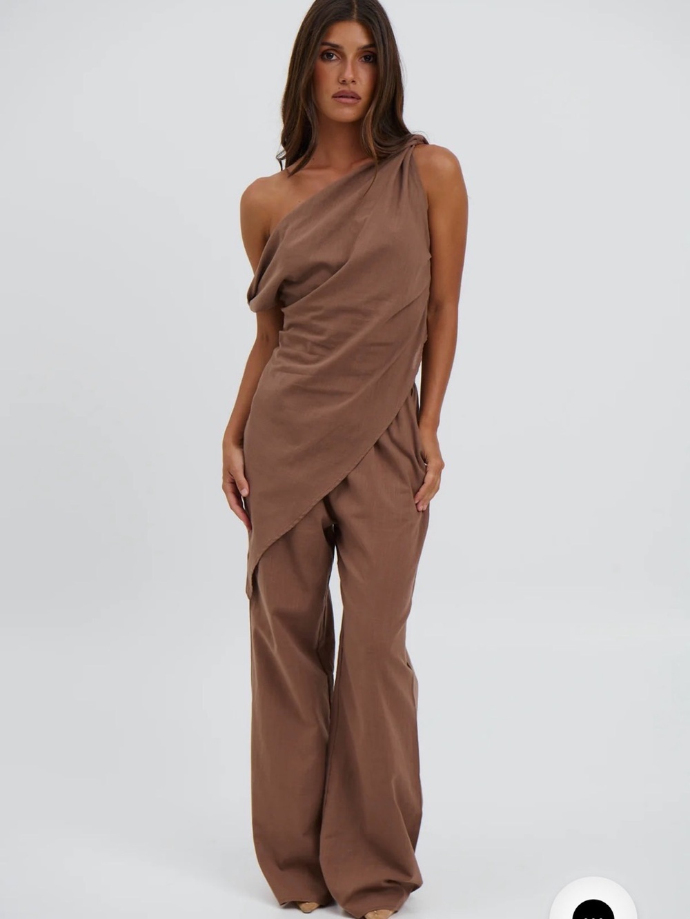 Bronze Snake Tasi Set Chocolate - Asymmetrical One-Shoulder Brown Matching Set
